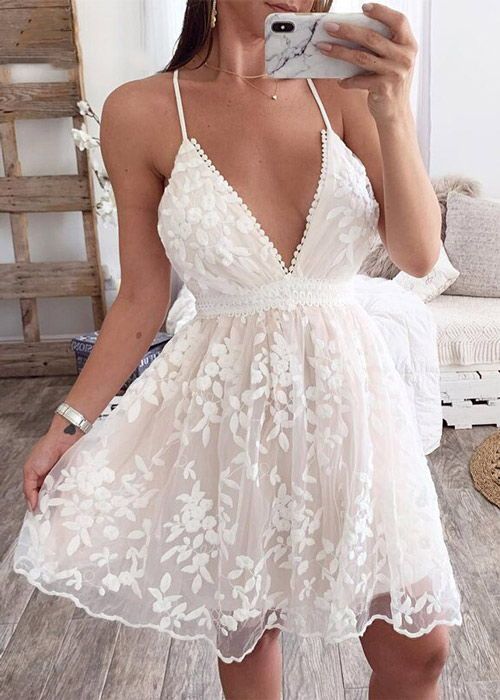 Imagem de vestido branco com renda.